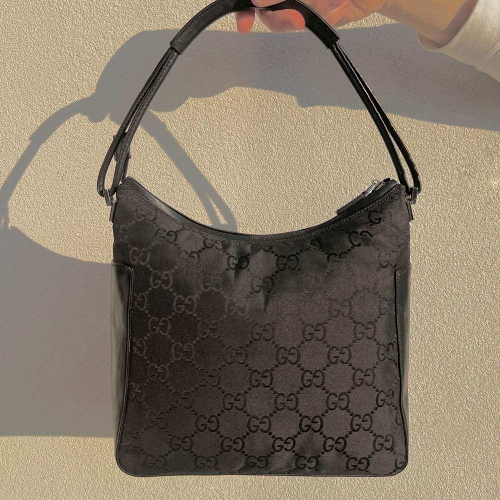 Gucci GG Monogram Nylon Leather Shoulder Bag